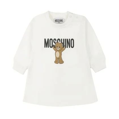 Vestito neonata Moschino Kids bianco in cotone