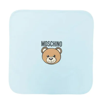 Copertina neonato Moschino Kids celeste in cotone