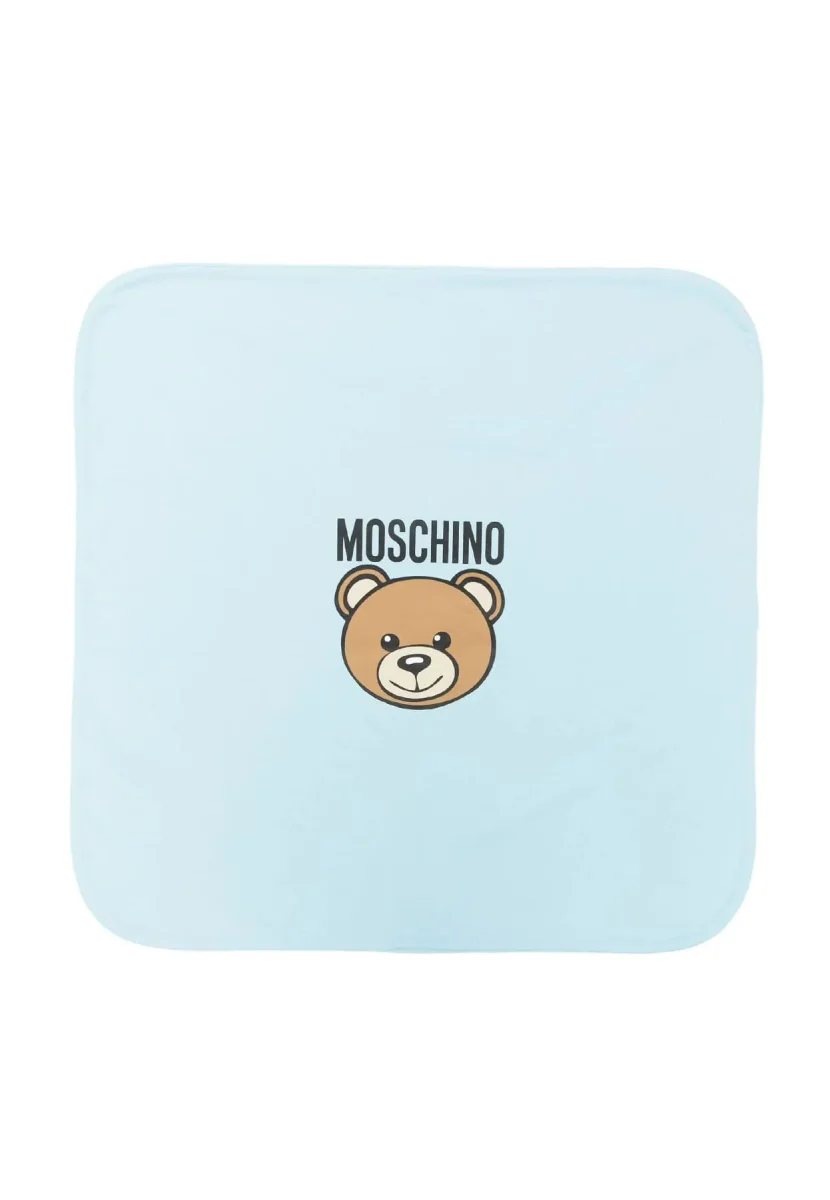 Copertina neonato Moschino Kids celeste in cotone