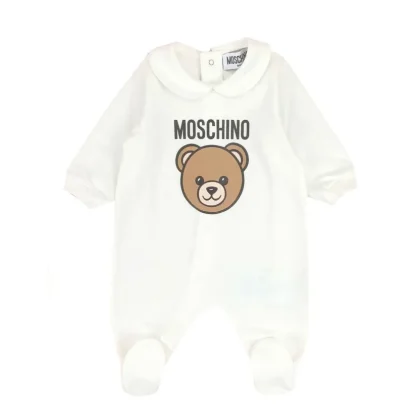 Tutina neonato Moschino Kids bianca in cotone