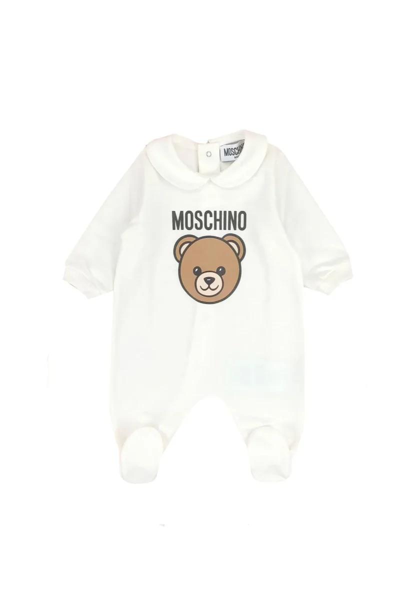 Tutina neonato Moschino Kids bianca in cotone