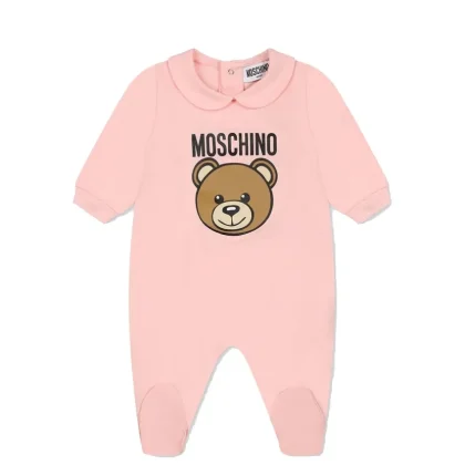 Tutina neonata Moschino Kids rosa in cotone