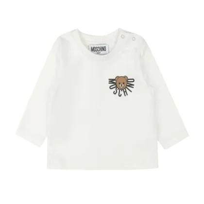 T-shirt neonato Moschino Kids bianca in cotone