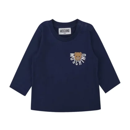 T-shirt neonato Moschino Kids blu in cotone