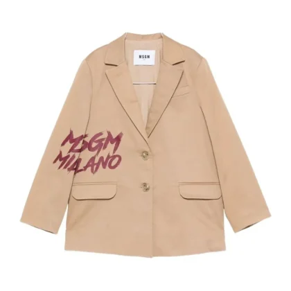 Blazer bambina MSGM beige in gabardine