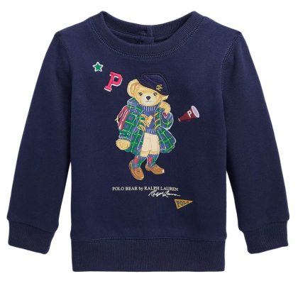 Felpa neonata Ralph Lauren blu in cotone