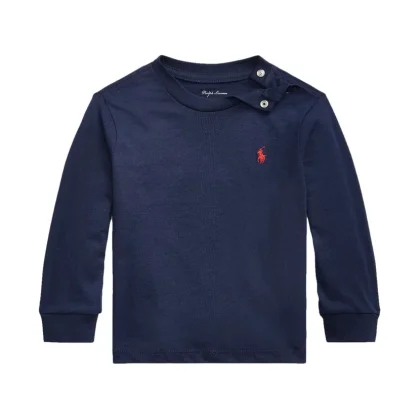 T-shirt neonato Ralph Lauren blu in cotone