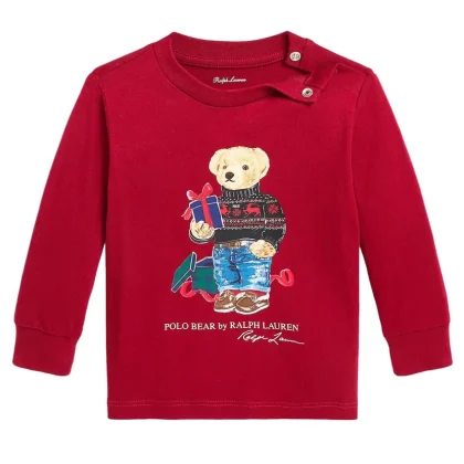 T-shirt neonato Ralph Lauren rossa in cotone