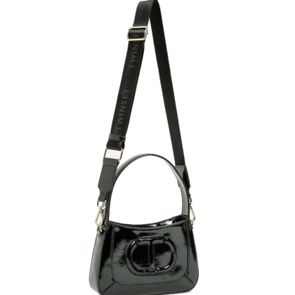 Borsa bambina Twinset nera effetto vernice