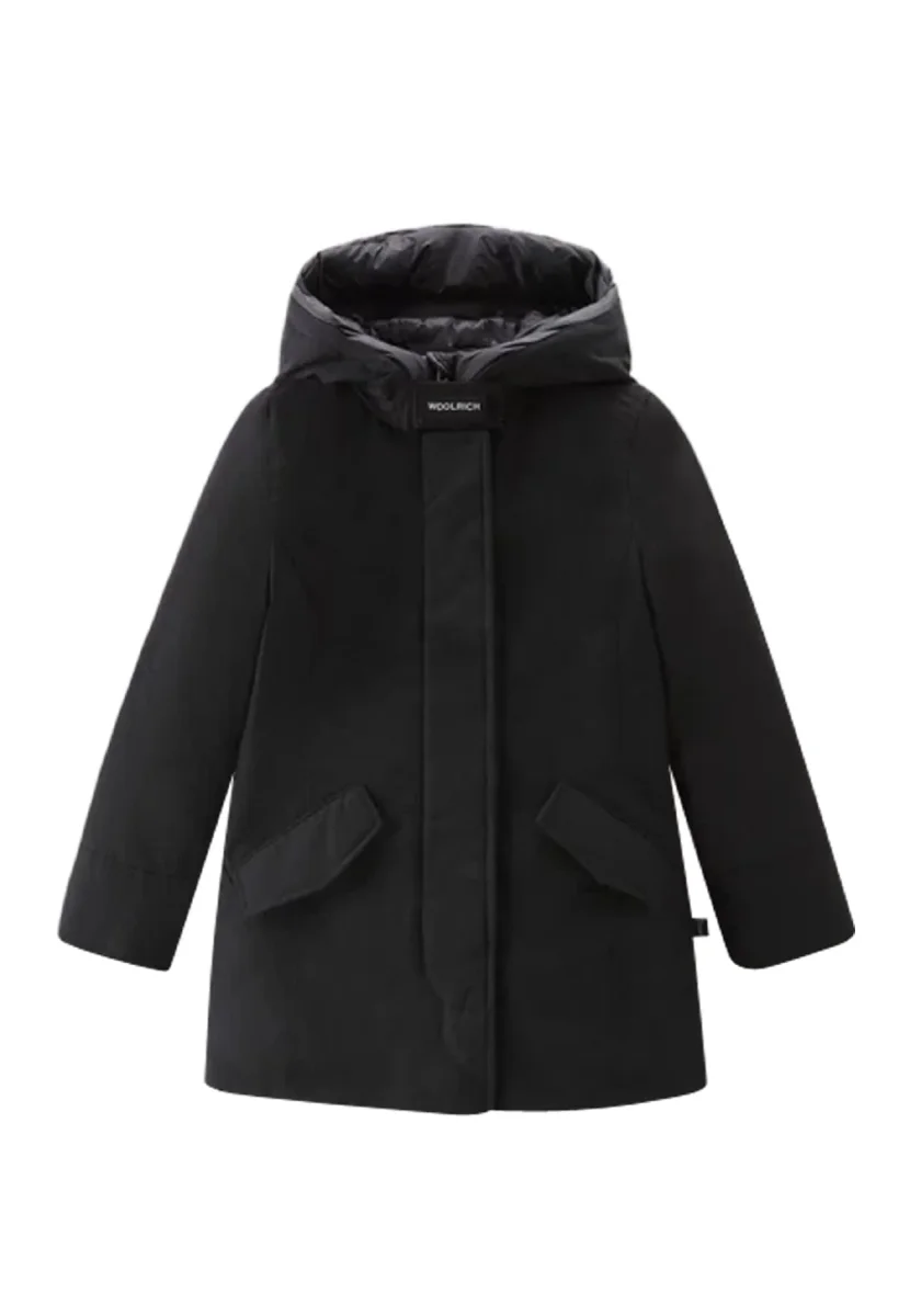 Giubbino bambina Woolrich kids Arctic Parka nero in tessuto Ramar Cloth - immagine 2