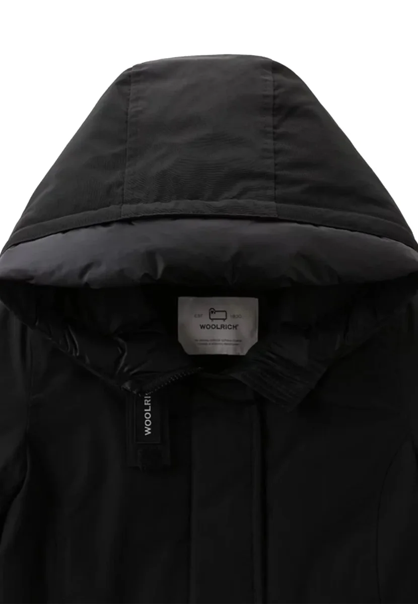 Giubbino bambina Woolrich kids Arctic Parka nero in tessuto Ramar Cloth - immagine 4