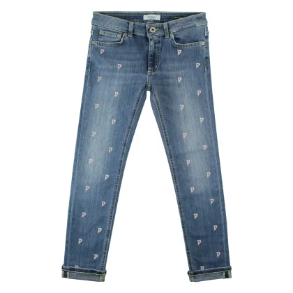 Jeans Monroe bambina in cotone con stampa