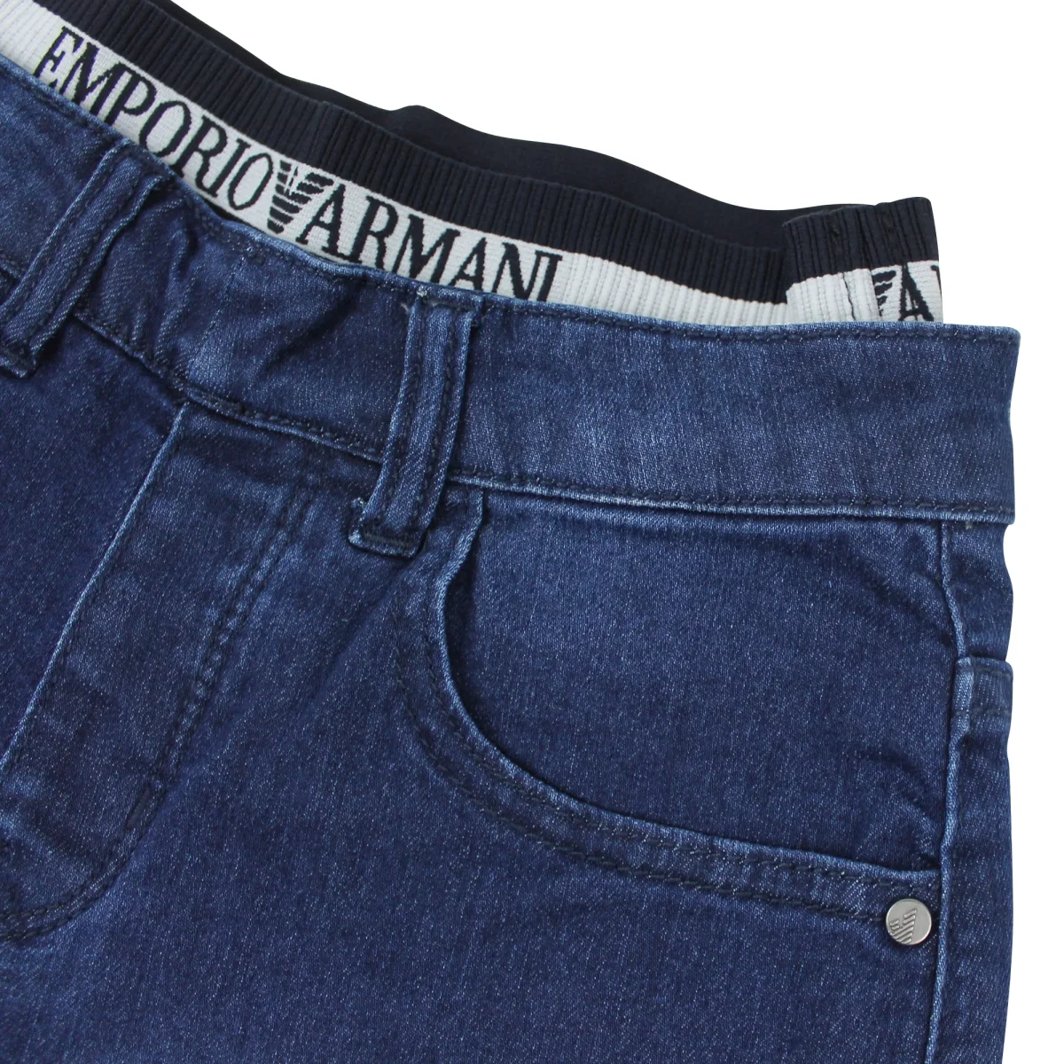 Emporio Armani bermuda jeans bambino con logo - immagine 4