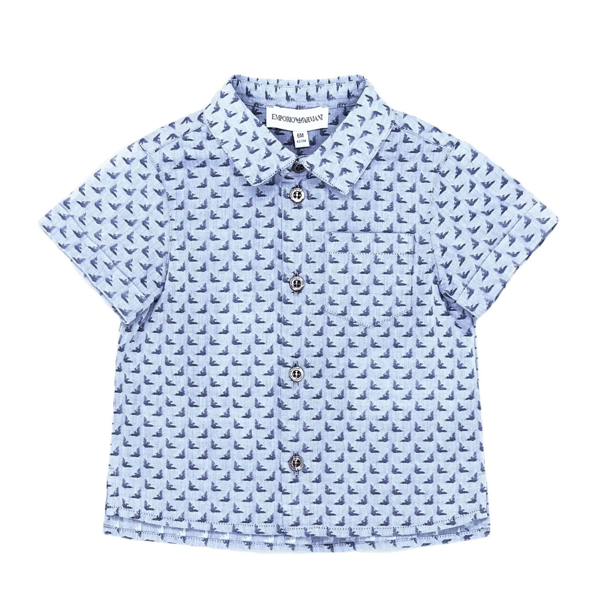 Emporio Armani Camicia bambino blu fantasia in puro cotone