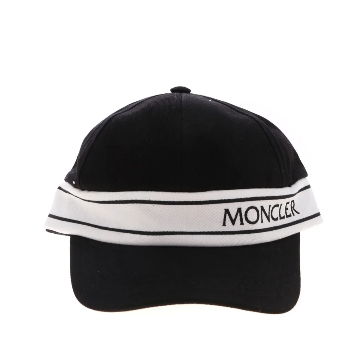 Moncler Enfant cappello bambino in cotone nero con logo - immagine 2