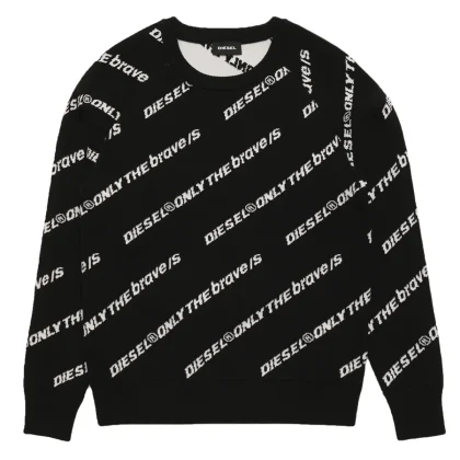 Diesel Kid maglia bambino nera in misto cotone con logo