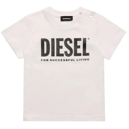Diesel Kid t-shirt baby boy tjustlogob bianca in jersey di cotone
