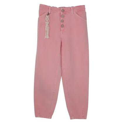 Dondup bambina pantalone Bull rosa in misto cotone