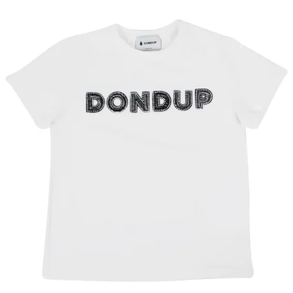 Dondup bambina t-shirt bianca in cotone stretch