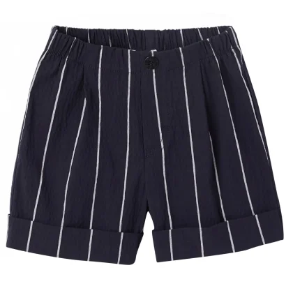 Il Gufo bermuda baby boy blu a righe in misto cotone