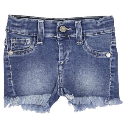 Miss Blumarine shorts baby girl blu in denim di cotone stretch