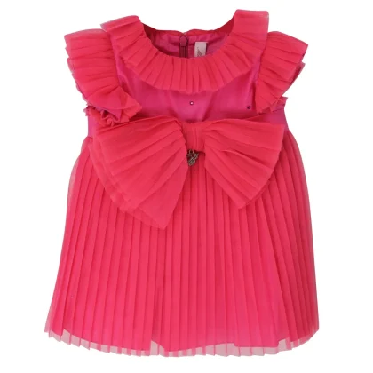 Miss Blumarine abito plissettato baby girl ciclamino con maxi fiocco