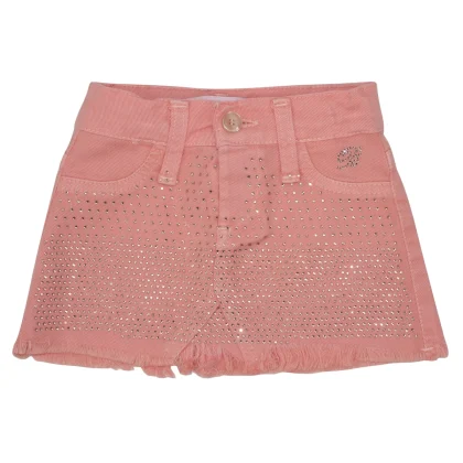 Miss Blumarine gonna baby girl salmone in denim in cotone