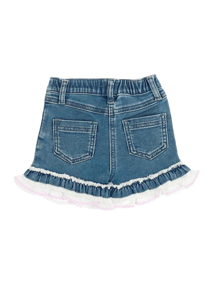 Monnalisa baby girl short blu in denim stretch - immagine 3