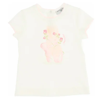 Monnalisa baby girl t-shirt panna in jersey di cotone