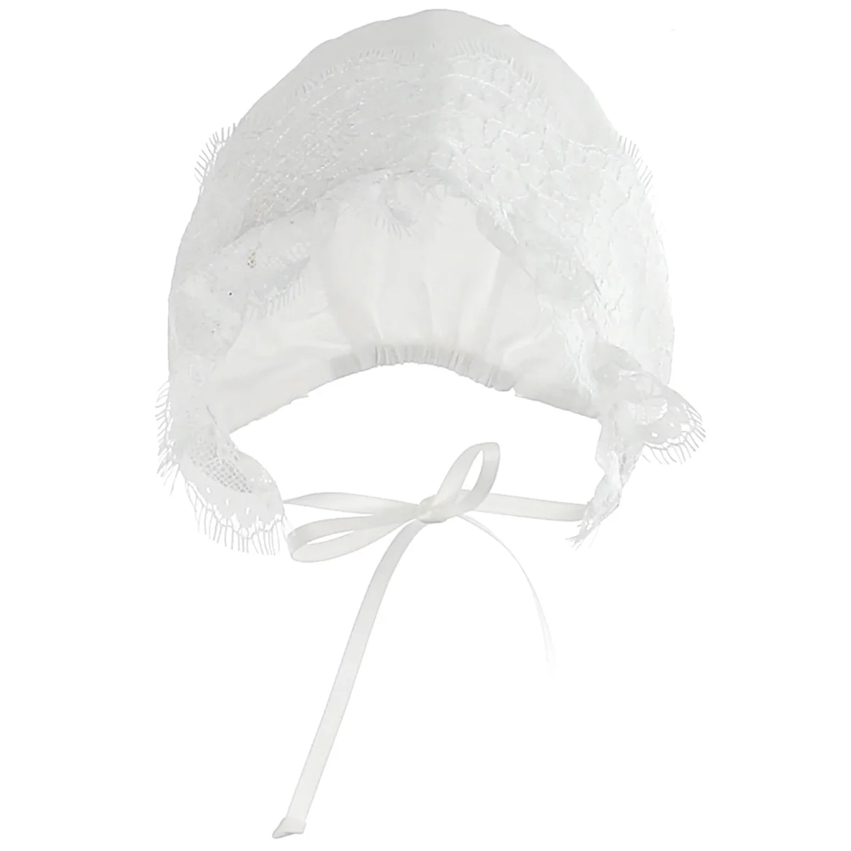 Monnalisa baby girl cappello da battesimo panna in taffeta - immagine 2