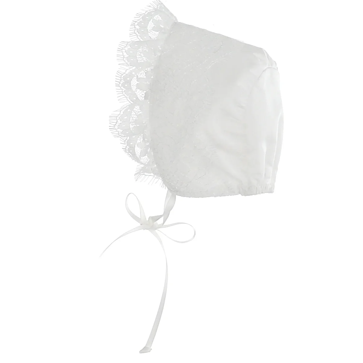 Monnalisa baby girl cappello da battesimo panna in taffeta - immagine 3