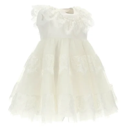 Monnalisa abito baby girl panna in pizzo e tulle