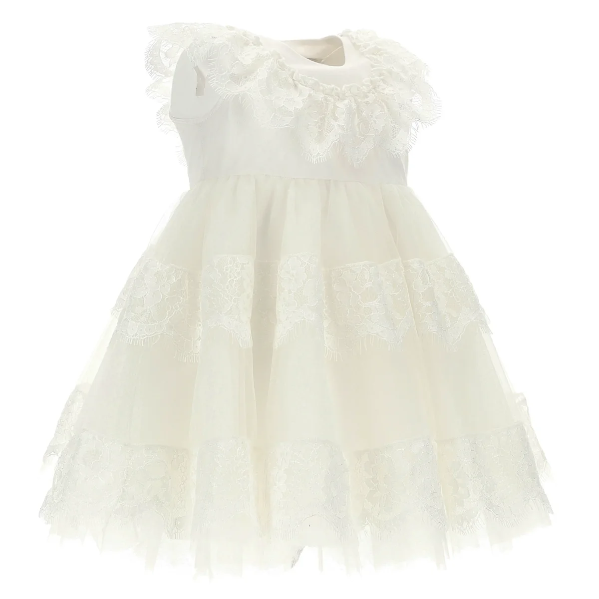 Monnalisa abito baby girl panna in pizzo e tulle
