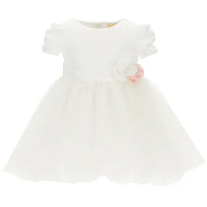 Monnalisa abito baby girl panna in duchesse e tulle