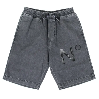 N°21 bambino short nero in denim di cotone