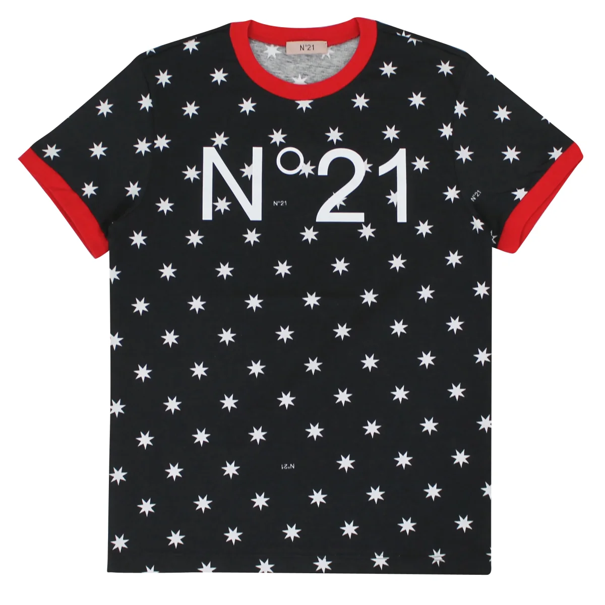 N°21 t-shirt bambina nera in jersey di cotone stampato - immagine 2