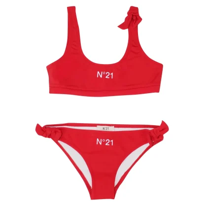 N°21 bambina costume bikini rosso in lycra