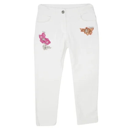 Twin Set bambina pantalone bianco in denim di cotone