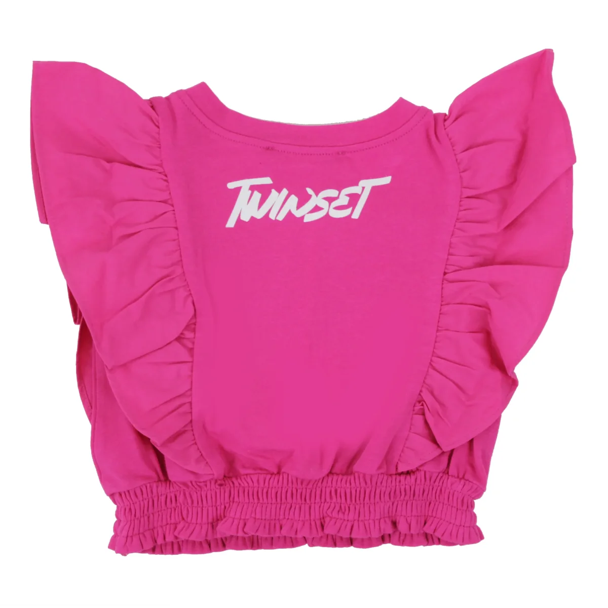 Twin Set teen t-shirt cropped fucsia in jersey di cotone - immagine 3