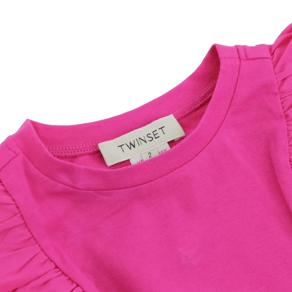 Twin Set teen t-shirt cropped fucsia in jersey di cotone - immagine 4