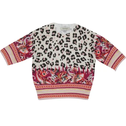 Twin Set bambina maglia stampa animalier in misto cotone