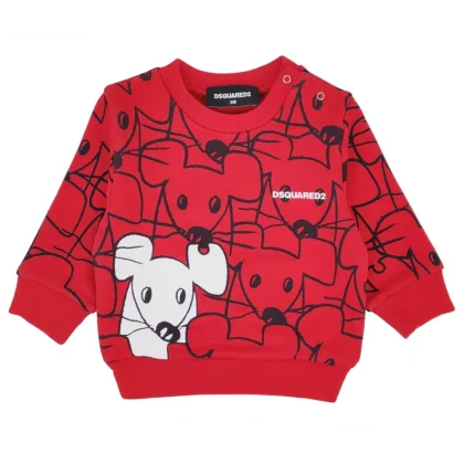 Dsquared2 felpa rossa neonato in cotone