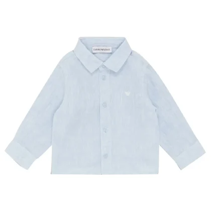 Emporio Armani camicia azzurra neonato in lino