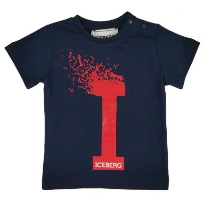 Ice Iceberg t-shirt blu neonato in jersey di cotone