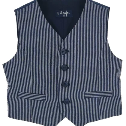 Il Gufo gilet blu a righe neonato in misto cotone