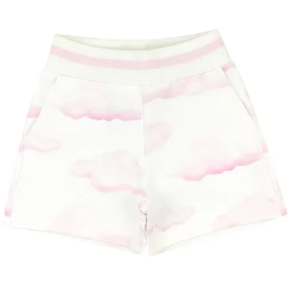 Monnalisa shorts bambina in felpa di cotone stampa nuvole