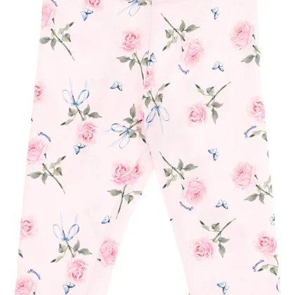 Monnalisa leggings rosa neonata in jersey di cotone stampato