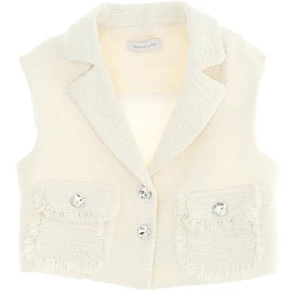 Monnalisa gilet ragazza in boucle' panna