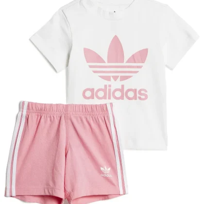 Adidas completo bianco/rosa neonata in cotone