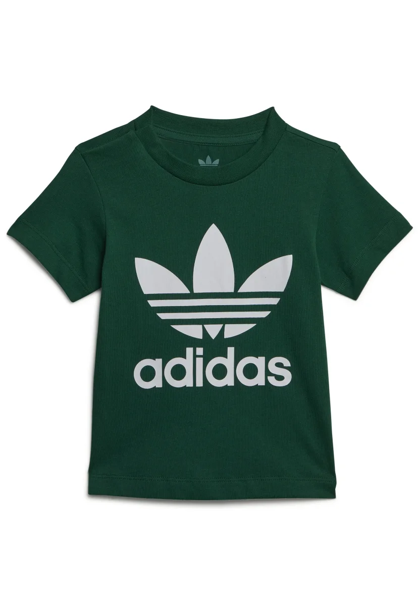 Adidas t-shirt trefoil verde neonato in cotone - immagine 2
